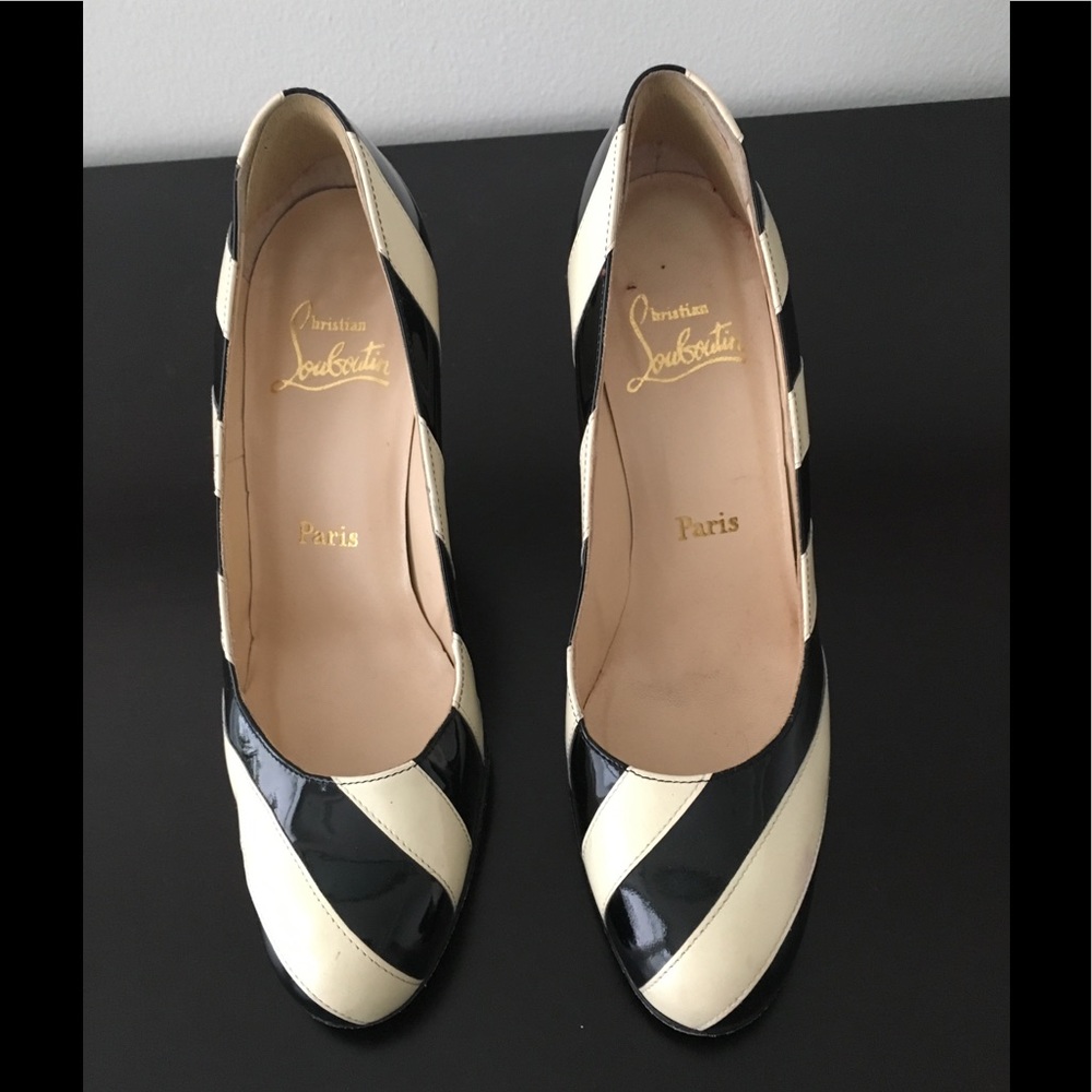 Christian Louboutin - Black & Cream Patent Leather